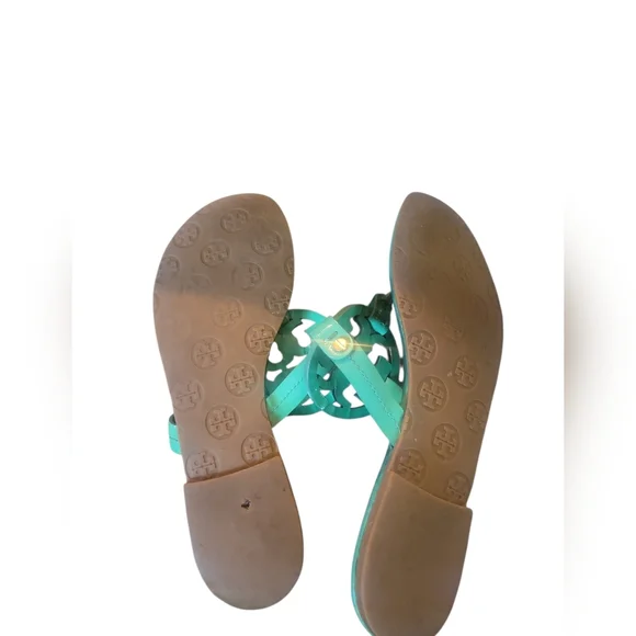 Tory Burch Women's Miller Teal Leather Thong Sandals Sz 7 - Picture 3 of 9